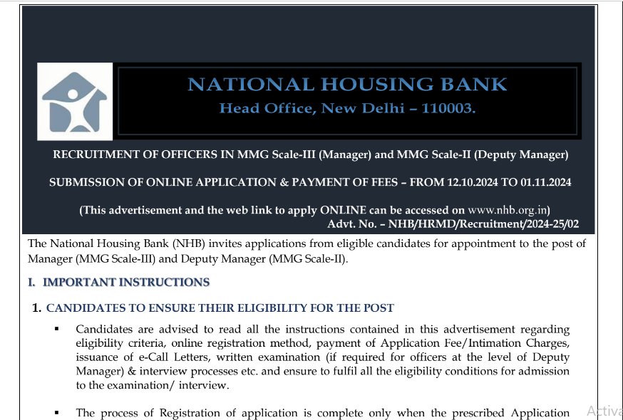 National Housing Bank Bharti 2024